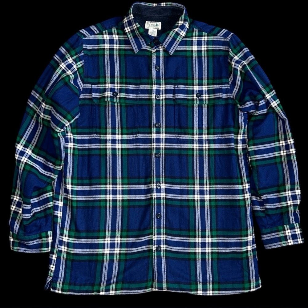 L.L. Bean Men's Fleece-Lined Plaid Flannel Shirt Traditional Fit Size MT